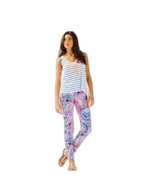 Lilly Pulitzer Kelly Skinny Ankle Pants Size 14 Blue Current Drop Me A Line NWT